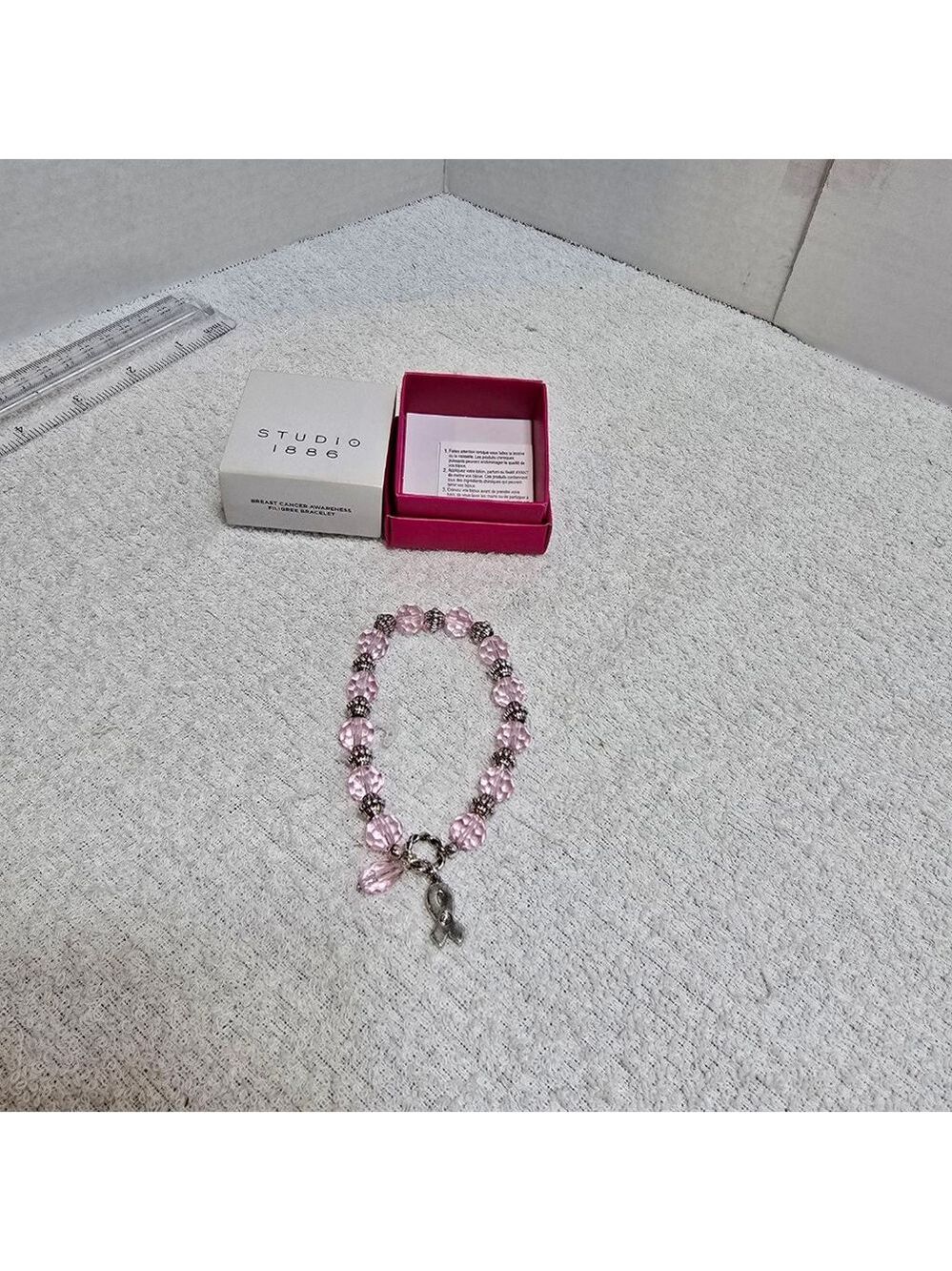 Women's Studio 1886 Pink & Silver Breast Cancer Awareness Bracelet One Size